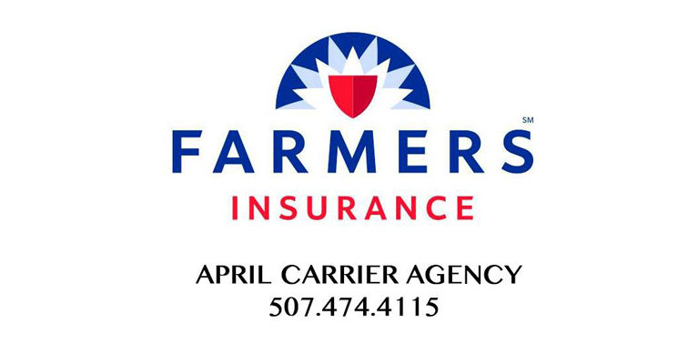 april carrier, farmers insurance logo : sponsor